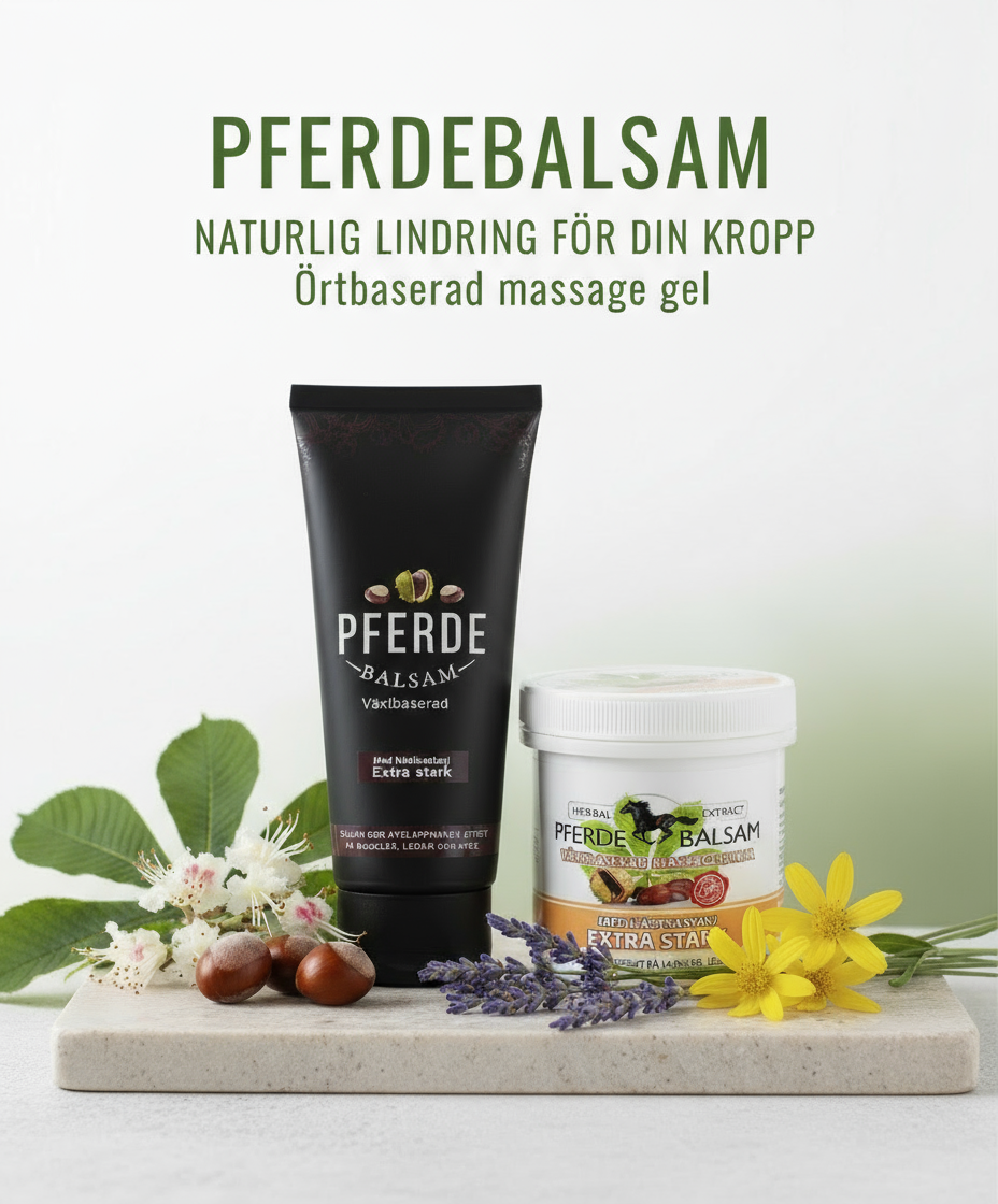 Pferdebalsam banner med grön text